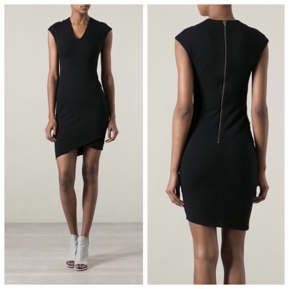 Helmut Lang Dresses & Skirts - Helmut Lang Med Black Bodycon Asymmetrical Dress